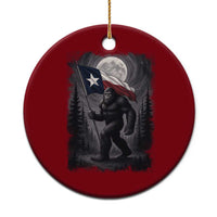Bigfoot Texas Ceramic Ornament Forest Sasquatch Loves Rock On Hand Texas Flag - Wonder Print Shop