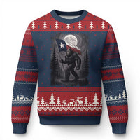 Bigfoot Texas Ugly Christmas Sweater Forest Sasquatch Loves Rock On Hand Texas Flag - Wonder Print Shop