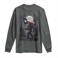 Bigfoot Texas Long Sleeve Shirt Forest Sasquatch Loves Rock On Hand Texas Flag - Wonder Print Shop