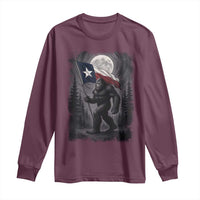 Bigfoot Texas Long Sleeve Shirt Forest Sasquatch Loves Rock On Hand Texas Flag - Wonder Print Shop