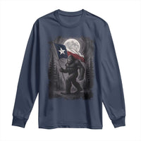 Bigfoot Texas Long Sleeve Shirt Forest Sasquatch Loves Rock On Hand Texas Flag - Wonder Print Shop