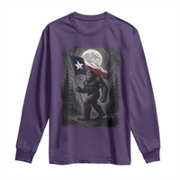 Bigfoot Texas Long Sleeve Shirt Forest Sasquatch Loves Rock On Hand Texas Flag - Wonder Print Shop