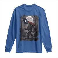 Bigfoot Texas Long Sleeve Shirt Forest Sasquatch Loves Rock On Hand Texas Flag - Wonder Print Shop