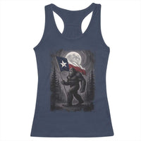 Bigfoot Texas Racerback Tank Top Forest Sasquatch Loves Rock On Hand Texas Flag - Wonder Print Shop