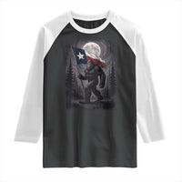 Bigfoot Texas Raglan Shirt Forest Sasquatch Loves Rock On Hand Texas Flag - Wonder Print Shop