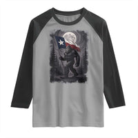 Bigfoot Texas Raglan Shirt Forest Sasquatch Loves Rock On Hand Texas Flag - Wonder Print Shop