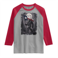 Bigfoot Texas Raglan Shirt Forest Sasquatch Loves Rock On Hand Texas Flag - Wonder Print Shop
