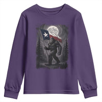 Bigfoot Texas Youth Sweatshirt Forest Sasquatch Loves Rock On Hand Texas Flag - Wonder Print Shop