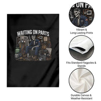 Waiting On Parts HVAC Tech Skeleton Funny Mechanic Graphic Garden Flag