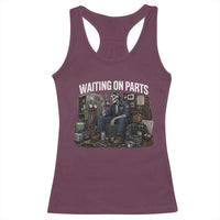 Waiting On Parts HVAC Tech Skeleton Funny Mechanic Graphic Racerback Tank Top
