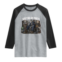 Waiting On Parts HVAC Tech Skeleton Funny Mechanic Graphic Raglan Shirt