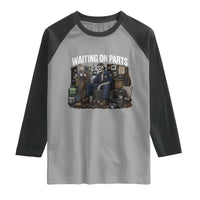 Waiting On Parts HVAC Tech Skeleton Funny Mechanic Graphic Raglan Shirt