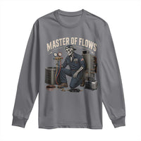 HVAC Tech Skeleton Mechanic Long Sleeve Shirt Master Of Flows Vintage Distressed Graphic