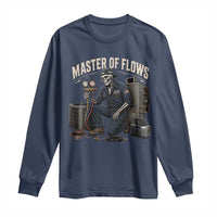 HVAC Tech Skeleton Mechanic Long Sleeve Shirt Master Of Flows Vintage Distressed Graphic