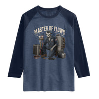 HVAC Tech Skeleton Mechanic Raglan Shirt Master Of Flows Vintage Distressed Graphic