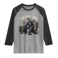 HVAC Tech Skeleton Mechanic Raglan Shirt Master Of Flows Vintage Distressed Graphic