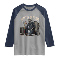 HVAC Tech Skeleton Mechanic Raglan Shirt Master Of Flows Vintage Distressed Graphic