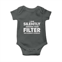 HVAC Tech Graphic Baby Onesie I Am Silently Judging Your Filter Replacement Schedule