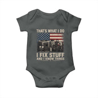 HVAC Technician American Flag Baby Onesie I Fix Stuff And I Know Things American Flag