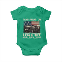 HVAC Technician American Flag Baby Onesie I Fix Stuff And I Know Things American Flag