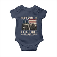 HVAC Technician American Flag Baby Onesie I Fix Stuff And I Know Things American Flag