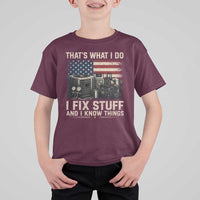 HVAC Technician American Flag T Shirt For Kid I Fix Stuff And I Know Things American Flag