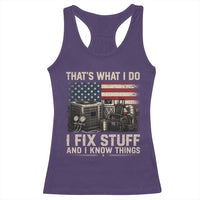 HVAC Technician American Flag Racerback Tank Top I Fix Stuff And I Know Things American Flag