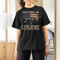 HVAC Technician American Flag T Shirt For Women I Fix Stuff And I Know Things American Flag