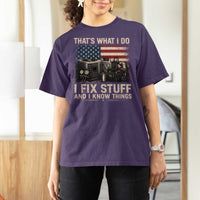 HVAC Technician American Flag T Shirt For Women I Fix Stuff And I Know Things American Flag