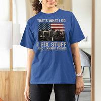 HVAC Technician American Flag T Shirt For Women I Fix Stuff And I Know Things American Flag