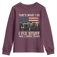HVAC Technician American Flag Youth Sweatshirt I Fix Stuff And I Know Things American Flag