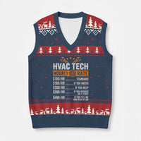 HVAC Tech Hourly Rate V-Neck Knit Sweater Vest Funny Labor Pricing List Technician Quote Graphic