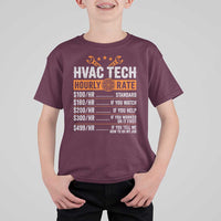 HVAC Tech Hourly Rate T Shirt For Kid Funny Labor Pricing List Technician Quote Graphic