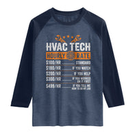 HVAC Tech Hourly Rate Raglan Shirt Funny Labor Pricing List Technician Quote Graphic