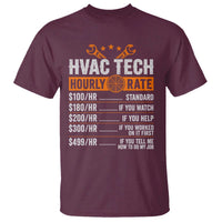 HVAC Tech Hourly Rate T Shirt Funny Labor Pricing List Technician Quote Graphic