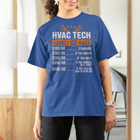 HVAC Tech Hourly Rate T Shirt For Women Funny Labor Pricing List Technician Quote Graphic