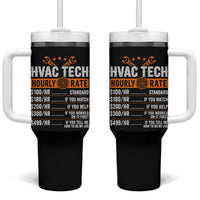HVAC Tech Hourly Rate Tumbler With Handle Funny Labor Pricing List Technician Quote Graphic