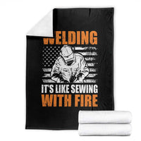 Welder Gifts for Men Throw Blanket Welding Its Like Sewing With Fire American Flag