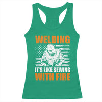 Welder Gifts for Men Racerback Tank Top Welding Its Like Sewing With Fire American Flag