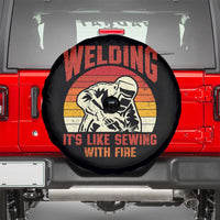 Funny Welder Spare Tire Cover Welding It's Like Sewing With Fire Retro Graphic