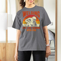 Funny Welder T Shirt For Women Welding It's Like Sewing With Fire Retro Graphic