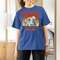 Funny Welder T Shirt For Women Welding It's Like Sewing With Fire Retro Graphic