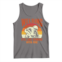 Funny Welder Tank Top Welding It's Like Sewing With Fire Retro Graphic