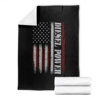 Vintage Distressed Mechanic Trucker Graphic Throw Blanket Diesel Power USA Flag