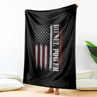 Vintage Distressed Mechanic Trucker Graphic Throw Blanket Diesel Power USA Flag