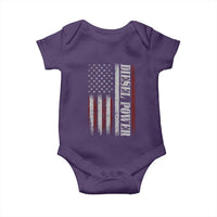 Vintage Distressed Mechanic Trucker Graphic Baby Onesie Diesel Power USA Flag