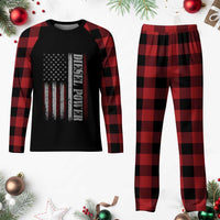 Vintage Distressed Mechanic Trucker Graphic Plaid Pajama Set Diesel Power USA Flag