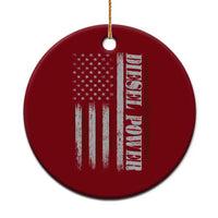 Vintage Distressed Mechanic Trucker Graphic Ceramic Ornament Diesel Power USA Flag