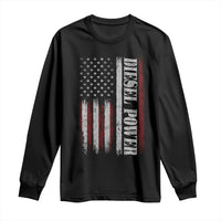 Vintage Distressed Mechanic Trucker Graphic Long Sleeve Shirt Diesel Power USA Flag
