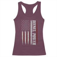 Vintage Distressed Mechanic Trucker Graphic Racerback Tank Top Diesel Power USA Flag